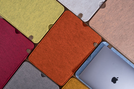 5mm Custom-Fit Recycled Felt MacBook Sleeve with Matching Coaster