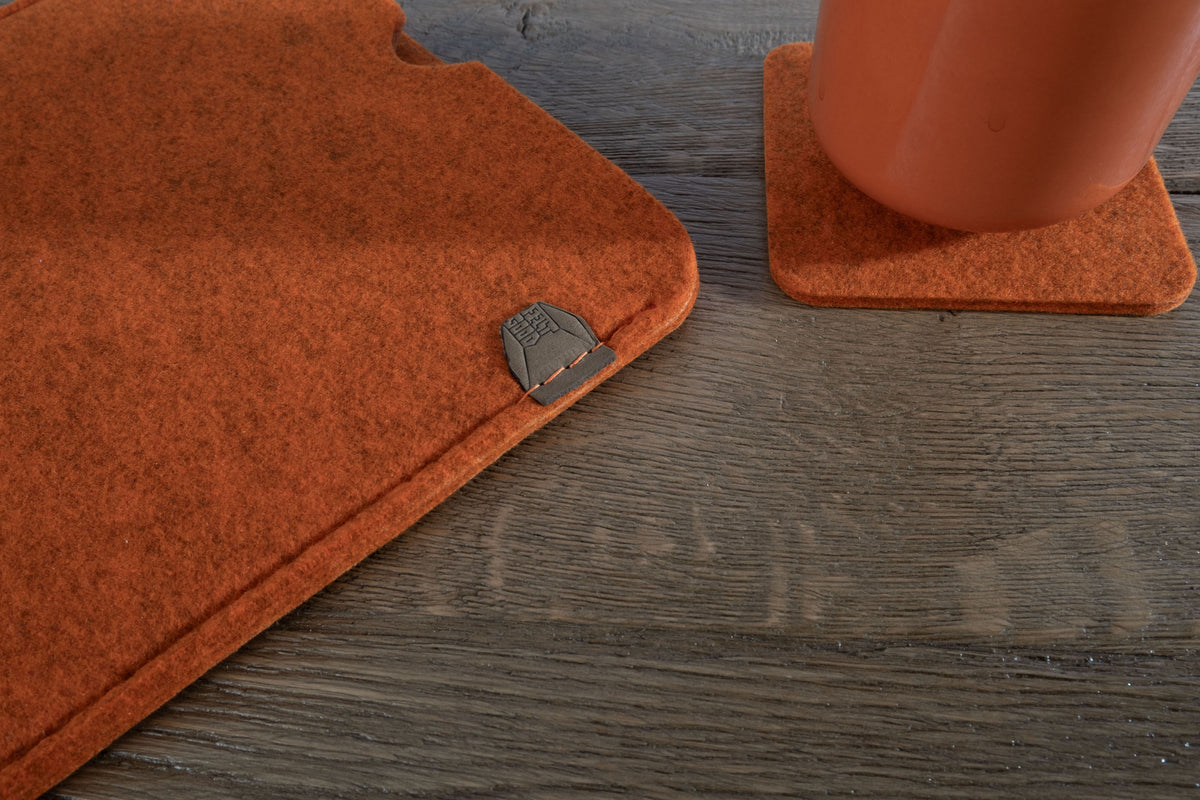 5mm Custom-Fit Recycled Felt MacBook Sleeve with Matching Coaster